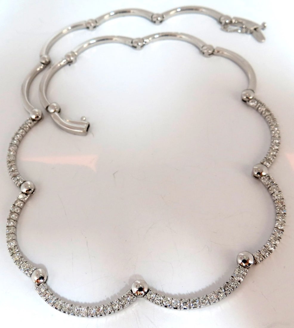 2.26ct NATURAL DIAMONDS MODERN ARCH LINK NECKLACE 14KT BALL HINGE G/VS**: Title: 2.26ct NATURAL DIAMONDS MODERN ARCH LINK NECKLACE 14KT BALL HINGE G/VS** Description: 2.26ct. Natural diamonds (6) inverted arches necklace. Rounds & Full cuts G colors Vs-2 clarity. 14kt white