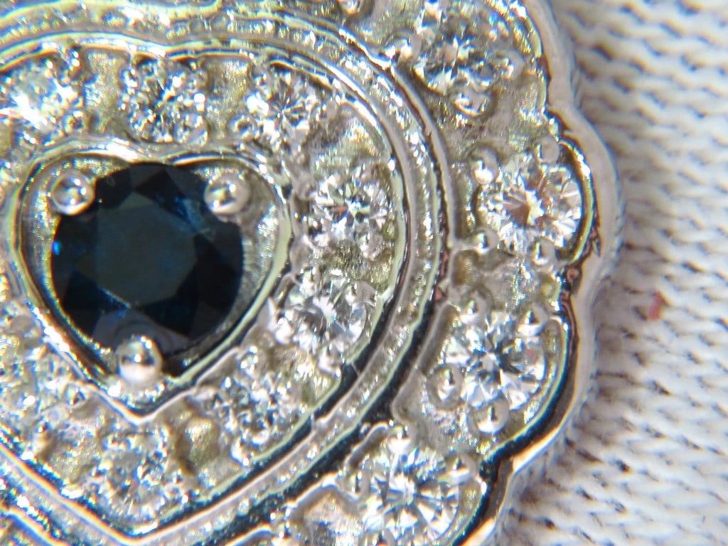 1.25CT NATURAL SAPPHIRE DIAMOND CLUSTER NECKLACE 14KT ** - 2