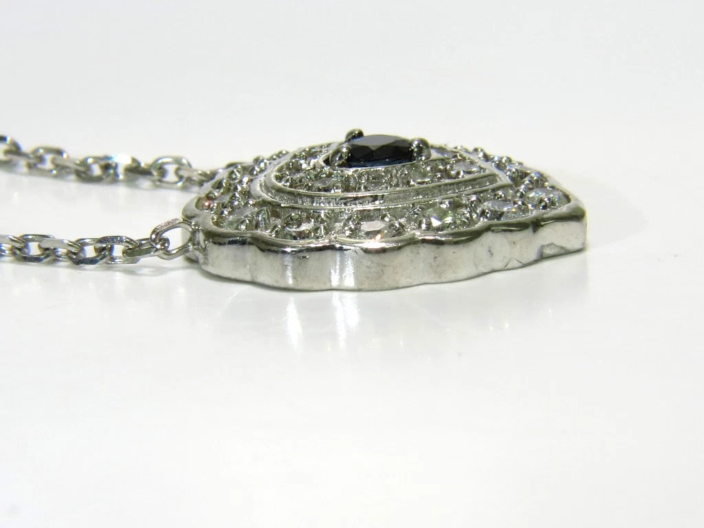 1.25CT NATURAL SAPPHIRE DIAMOND CLUSTER NECKLACE 14KT ** - 7