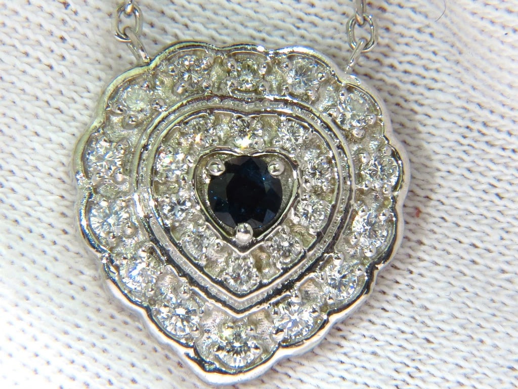 1.25CT NATURAL SAPPHIRE DIAMOND CLUSTER NECKLACE 14KT ** - 8