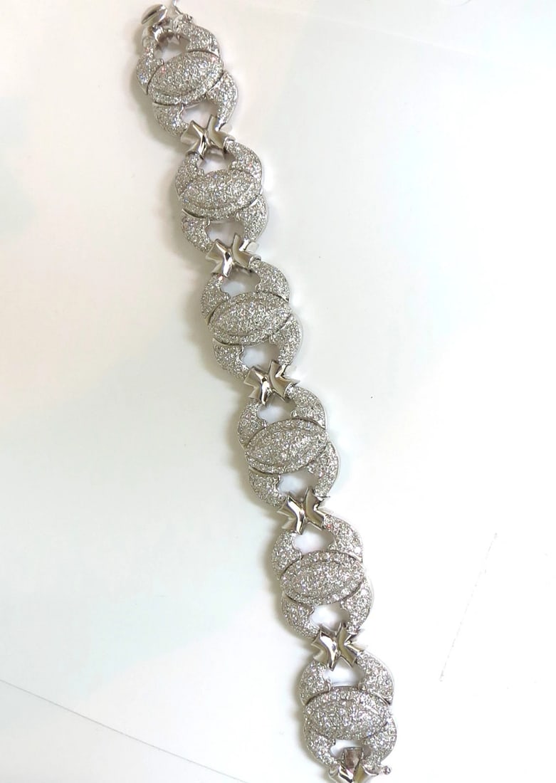 17.20CT NATURAL DIAMONDS LINK BRACELET 14KT F/G VS MODERN DECO 14kt GOLD** - 10