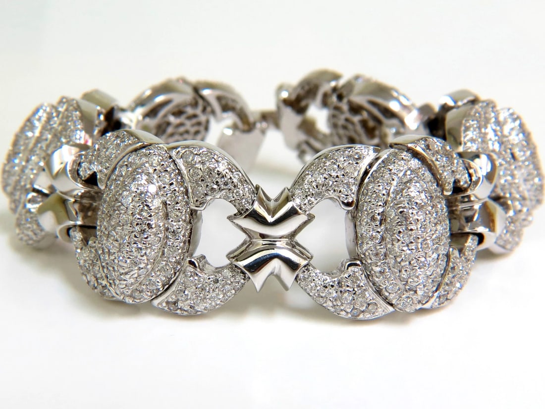 17.20CT NATURAL DIAMONDS LINK BRACELET 14KT F/G VS MODERN DECO 14kt GOLD** - 8