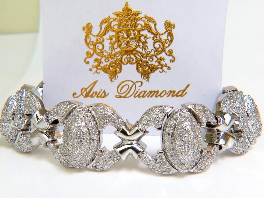 17.20CT NATURAL DIAMONDS LINK BRACELET 14KT F/G VS MODERN DECO 14kt GOLD** - 9