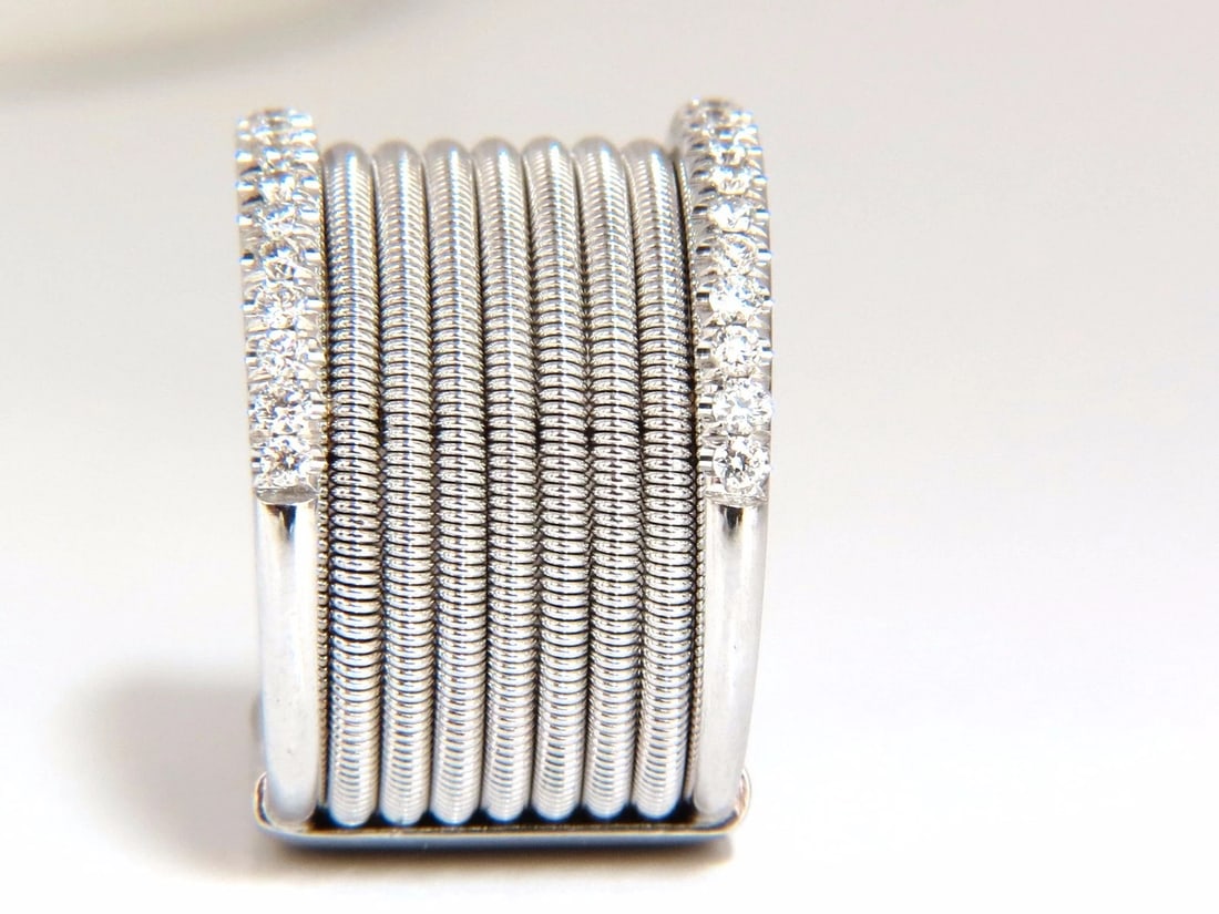 .50ct natural round bead set diamonds wide band 18kt coil wrap mod fused bands** - 5