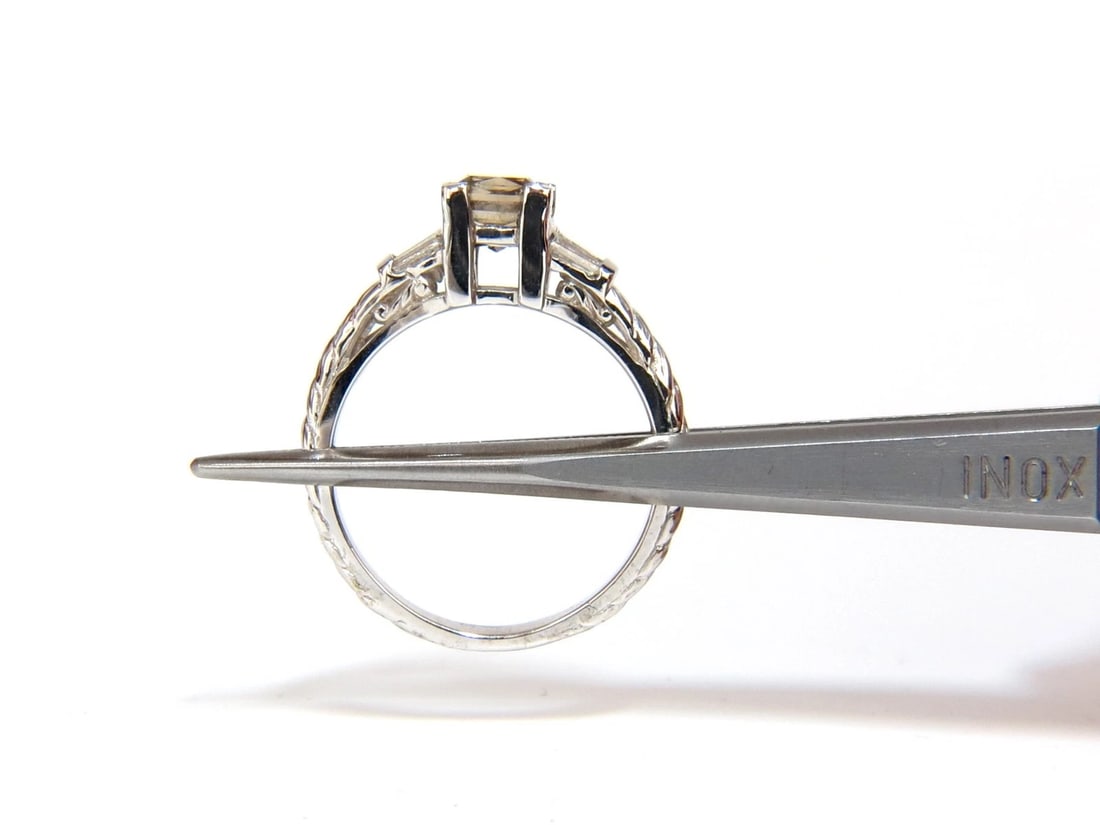 1.29ct. NATURAL FANCY BROWN DIAMOND RING 14KT EDWARDIAN GILT SCALING DECO+ - 3