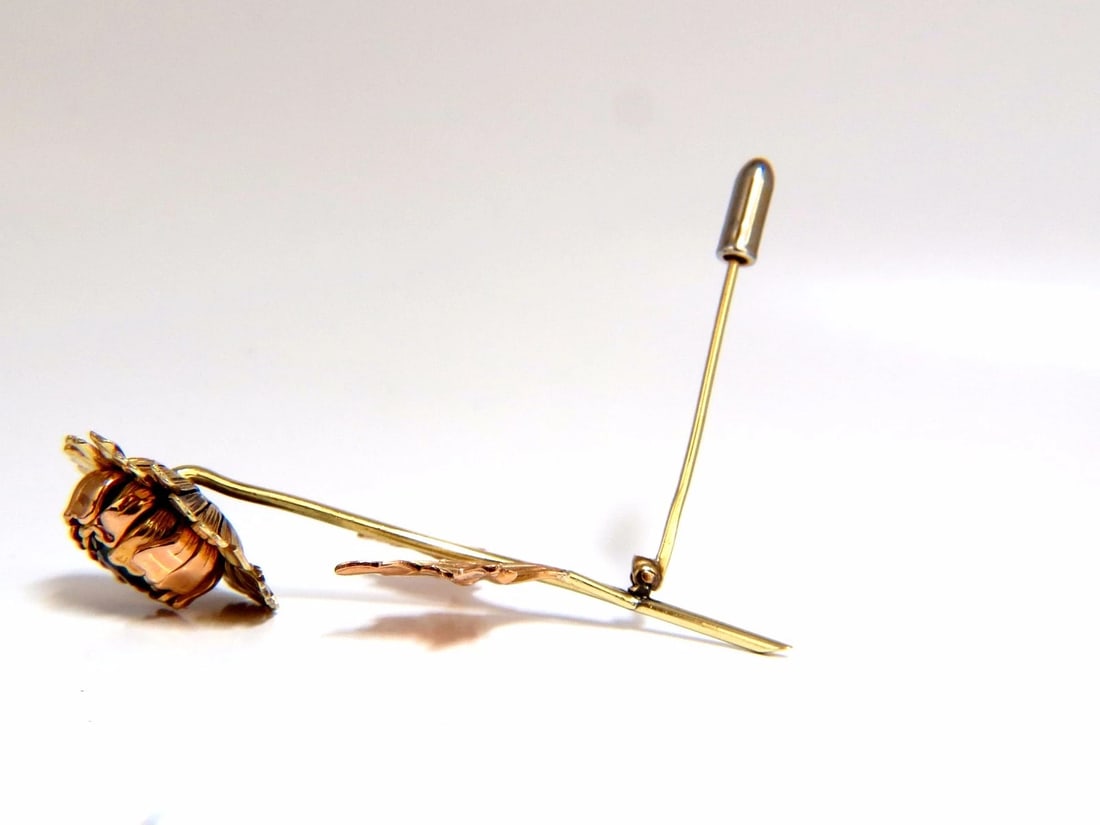 Vintage 1.75ct natural Indigo Zircon Flower Pin 14kt 3D** - 5