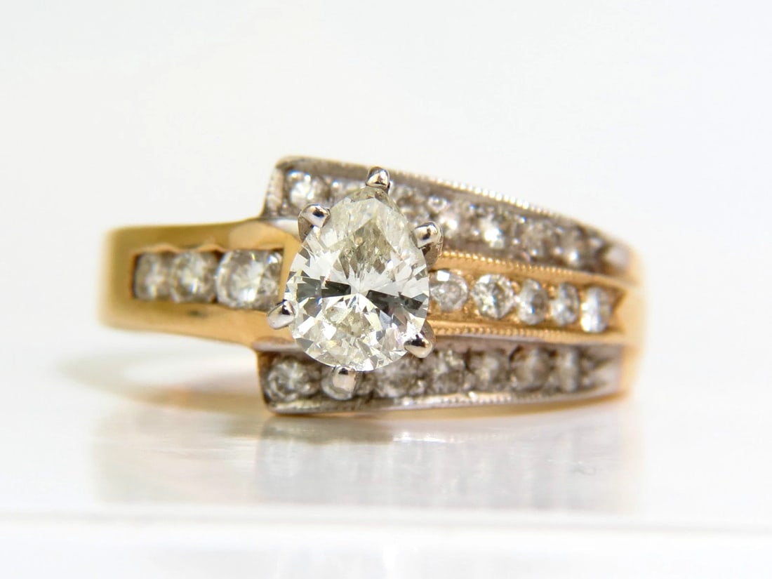 1.00CT BRILLIANT PEAR SHAPE NATURAL DIAMOND RING 14KT CROSSOVER** - 3