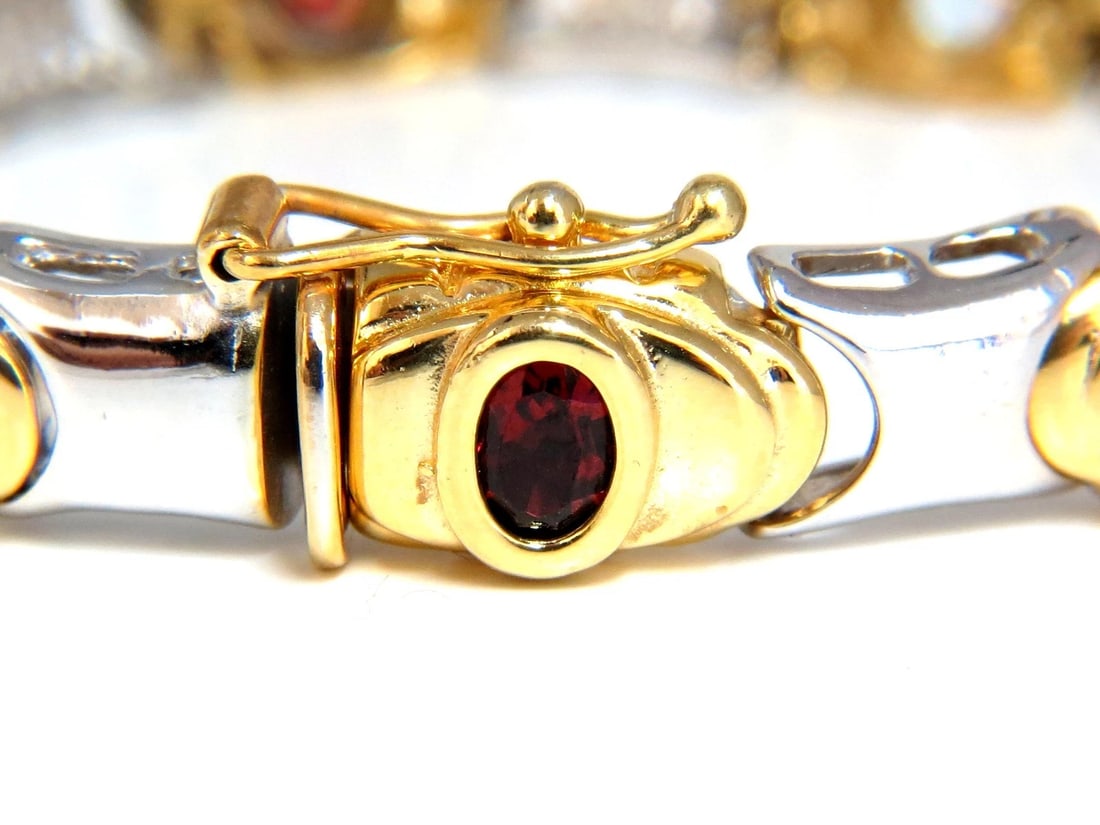 NATURAL PERIDOT CITRINE AMETHYST AQUAMARINE & GARNET BRACELET 14KT** - 12