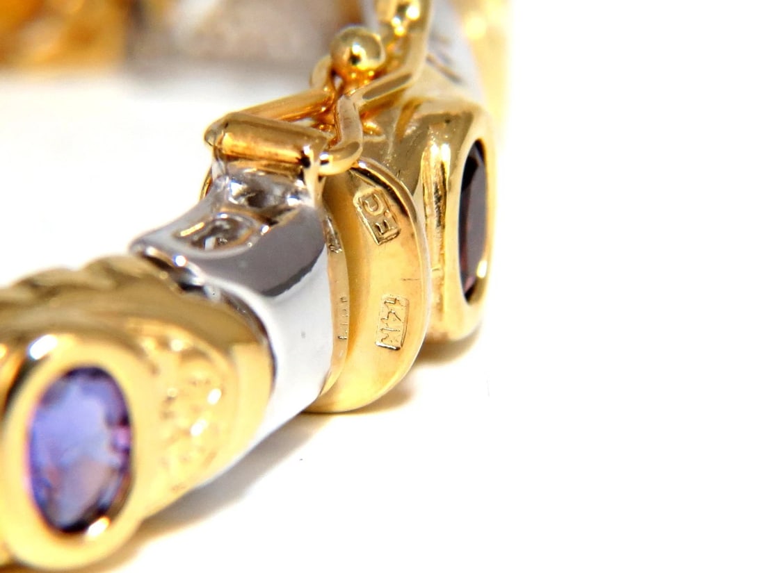 NATURAL PERIDOT CITRINE AMETHYST AQUAMARINE & GARNET BRACELET 14KT** - 3