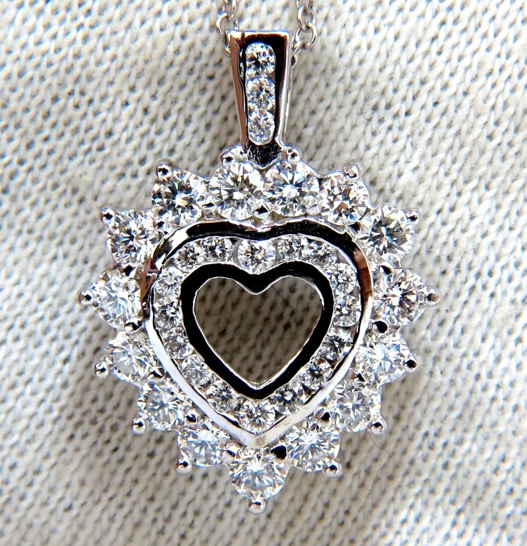 1.20ct natural diamonds heart pendant 14kt double row+** (1 of 3)