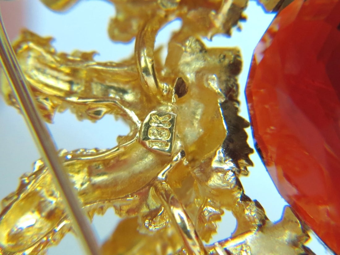 GIA CERTIFED 32.22CT NATURAL SPESSARTITE GARNET 3D ROUGH NUGGET PIN 18kt** - 6