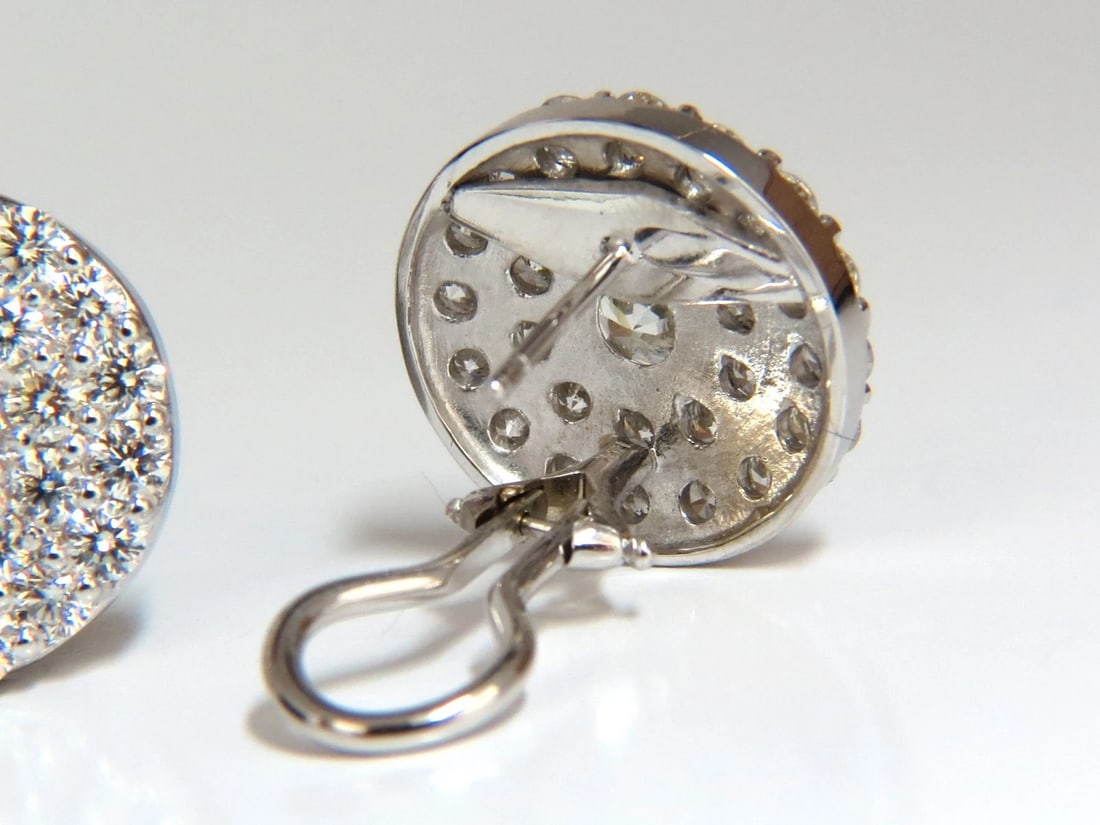 GIA Certified 4.60ct. Matching diamond cluster circular earrings omega 14kt** - 2