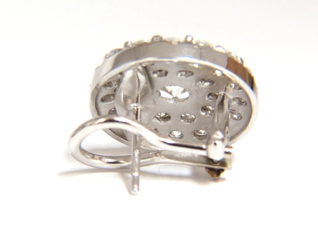 GIA Certified 4.60ct. Matching diamond cluster circular earrings omega 14kt** - 3