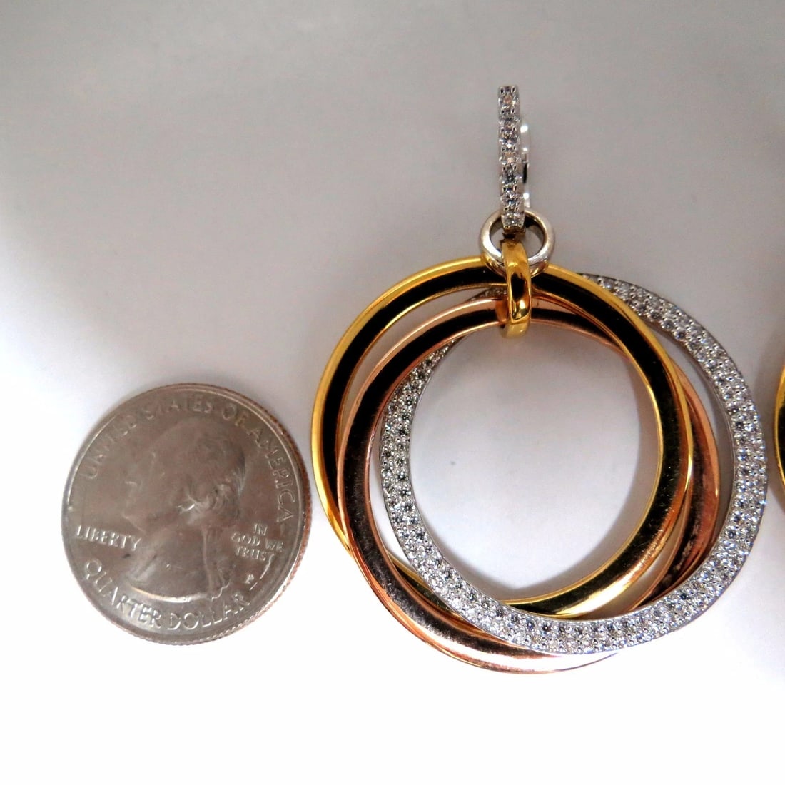 3.80ct natural diamonds rolling loop rings dangle earrings 14kt multi** - 2