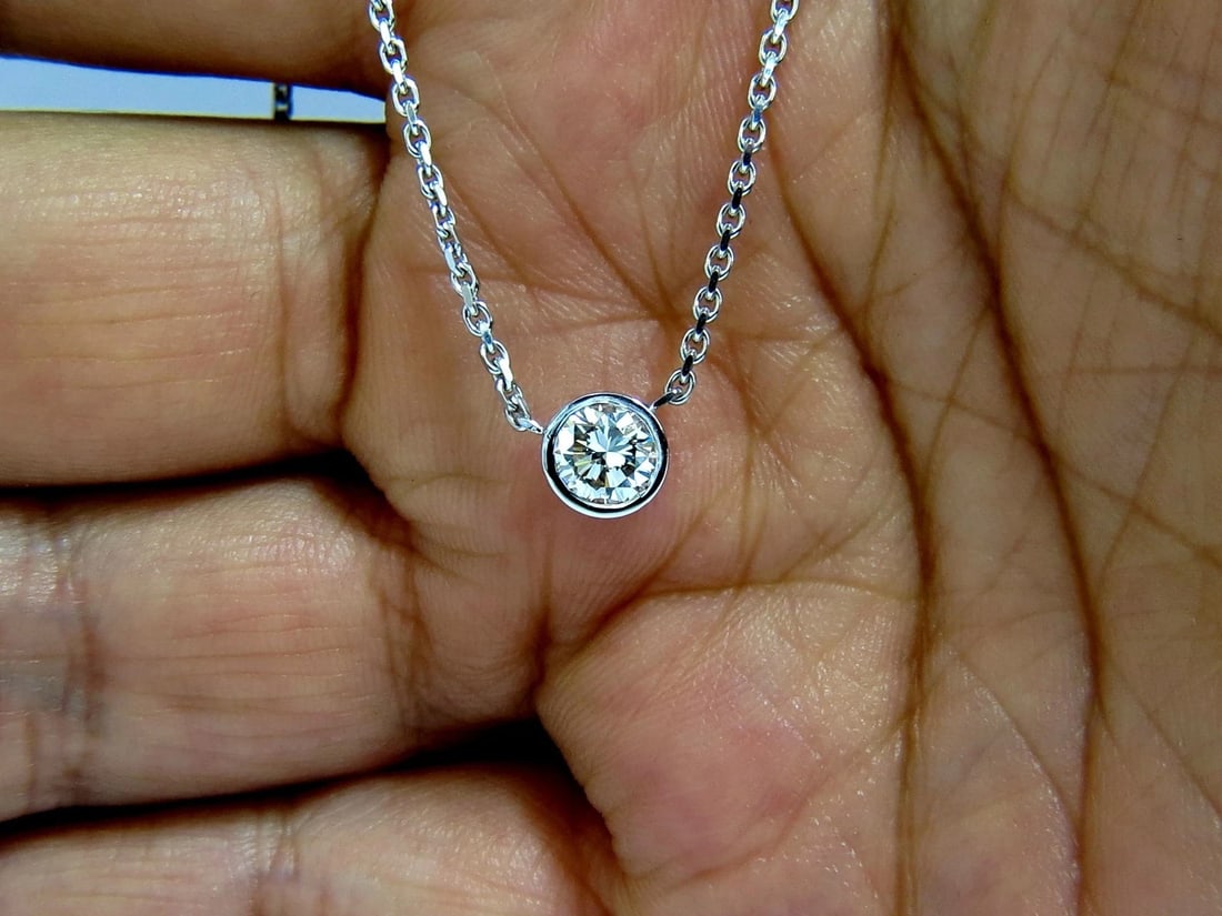 .54ct natural round brilliant diamond solitaire necklace i/vs2 16 inch 14k+** - 2