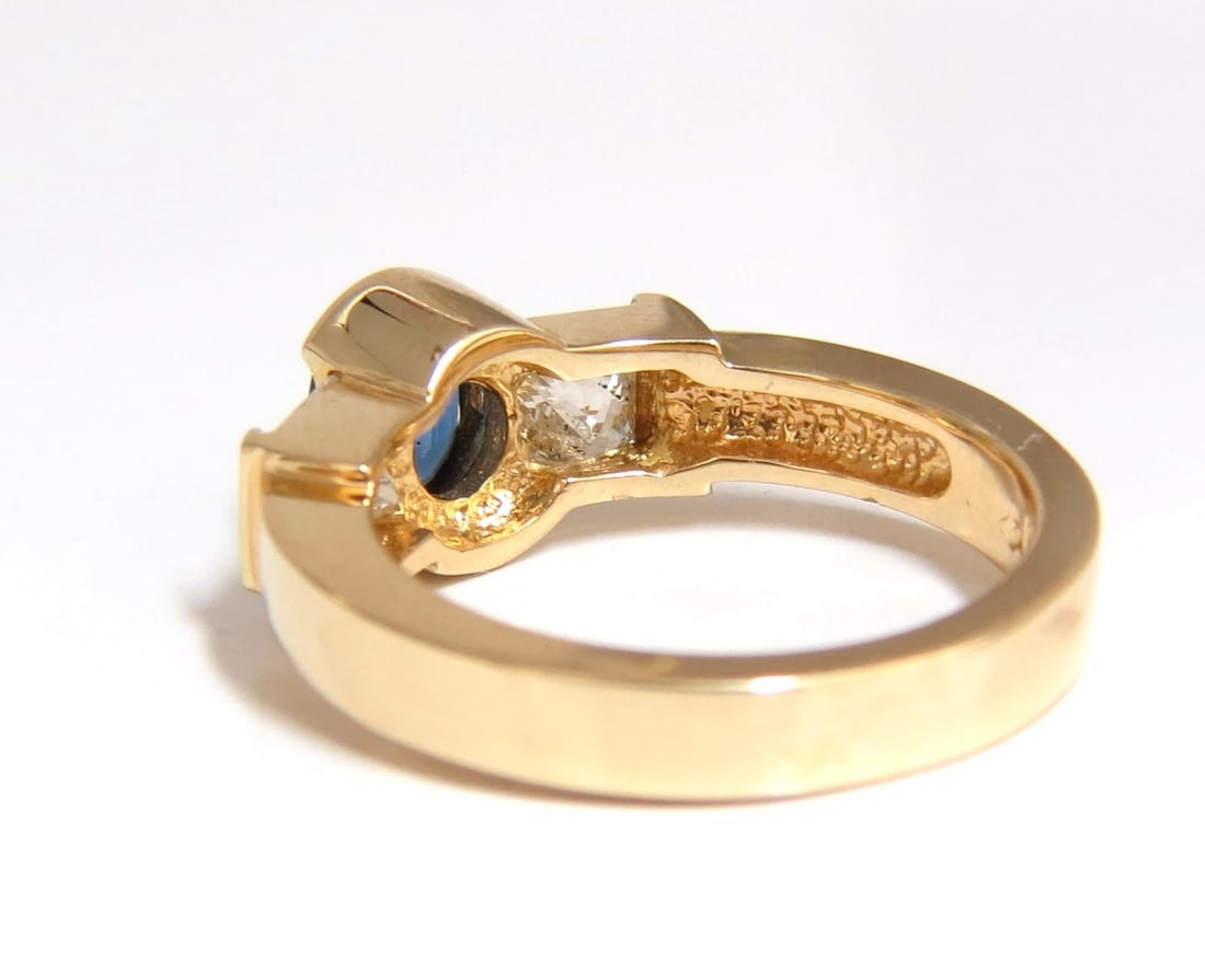 2.00ct natural sapphires diamond three stone ring 14kt royal blue+ - 3