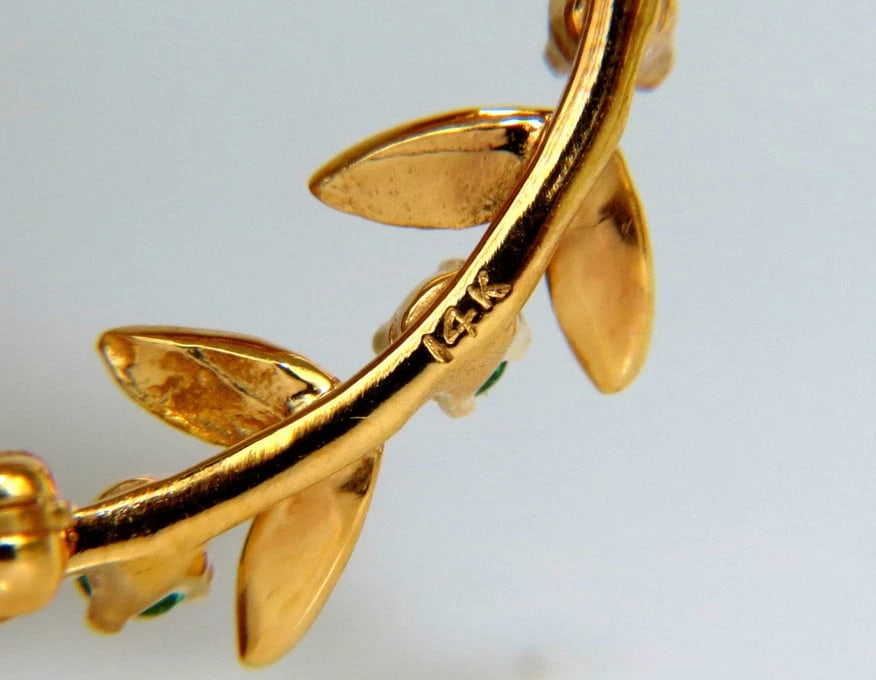 14kt. .65ct Natural green tsavorite brooch pin+** - 5