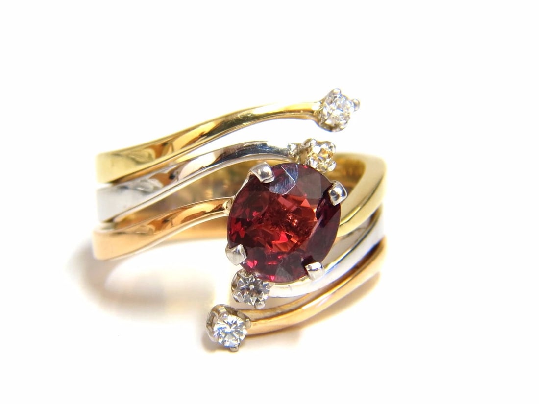 2.00ct Natural Blood Red Orange Spinel Diamonds Bypass Ring 14kt** - 3