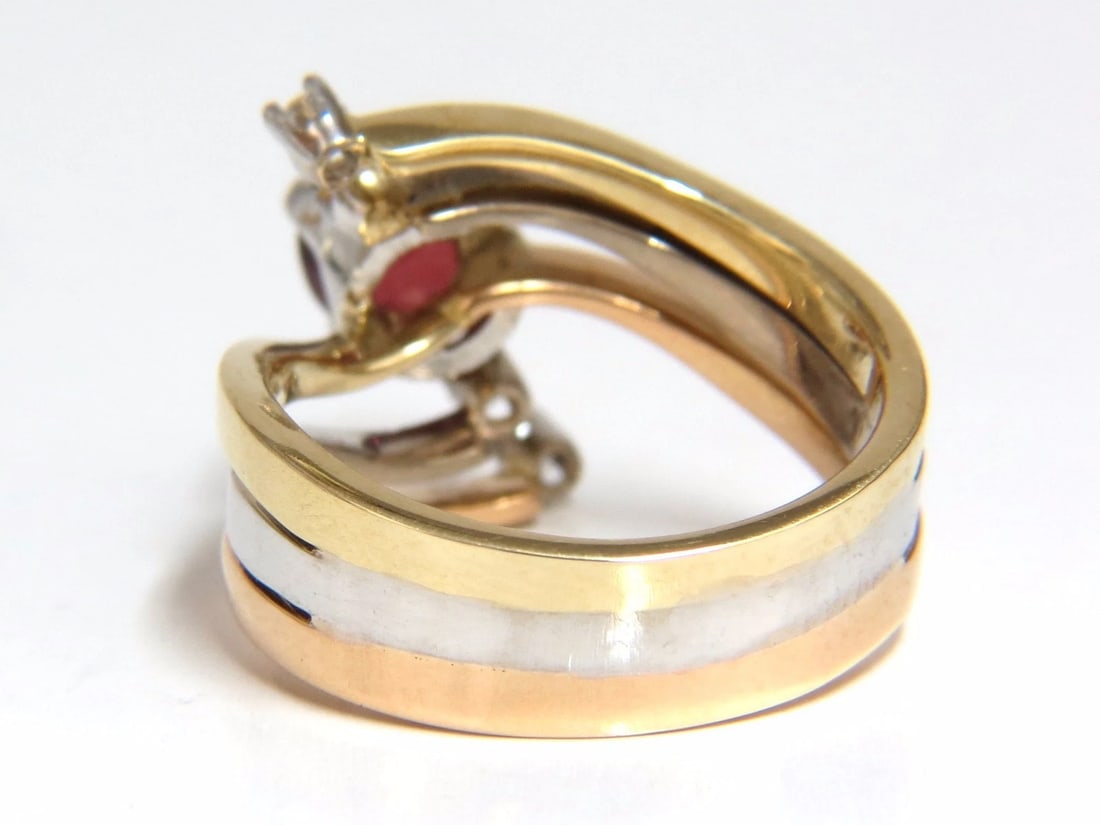 2.00ct Natural Blood Red Orange Spinel Diamonds Bypass Ring 14kt** - 5