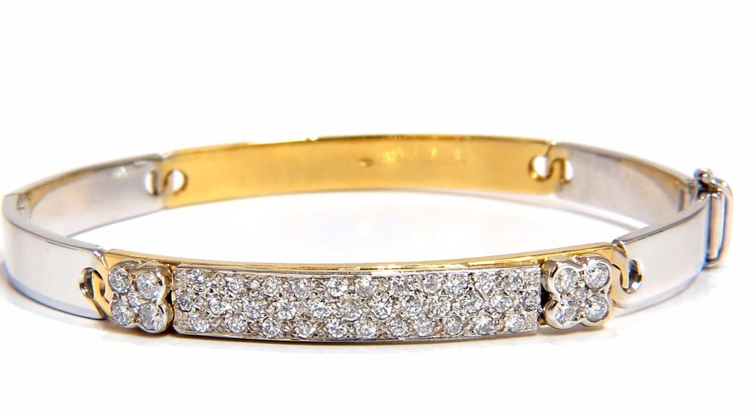 designer bangle bracelet 18kt 1.50ct. natural diamonds two toned mod** (1 of 9)