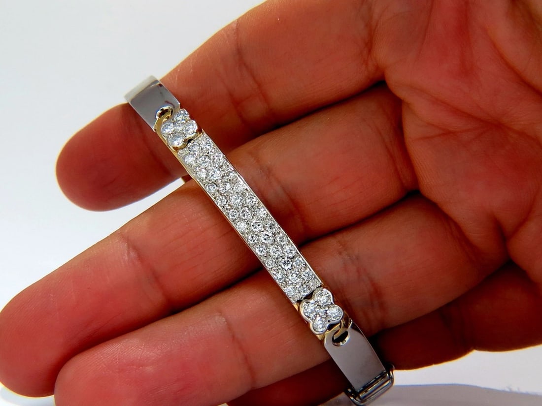 designer bangle bracelet 18kt 1.50ct. natural diamonds two toned mod** - 9