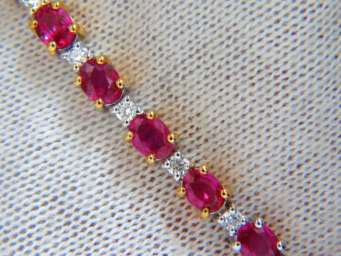 6.88ct bright red natural ruby diamonds alternating tennis bracelet 14kt gold** - 3
