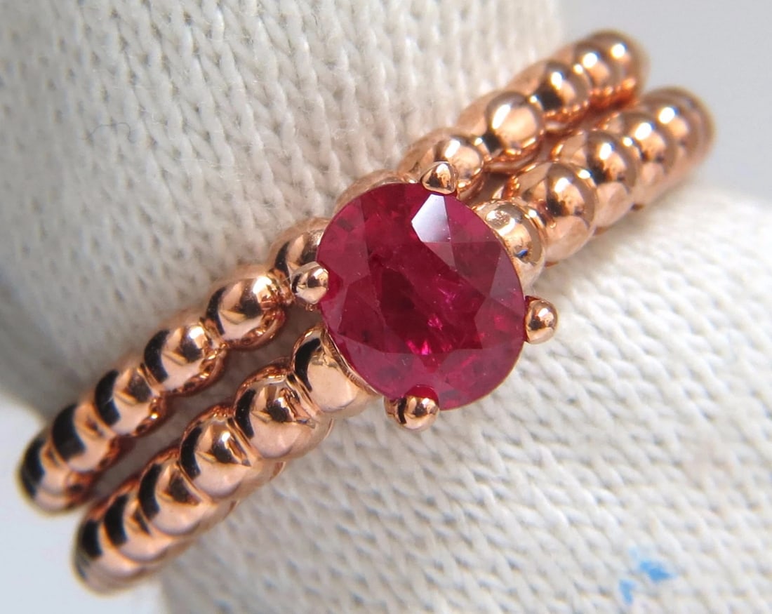 .82ct natural vivid bright ruby solitaire ring & band 14kt** - 5