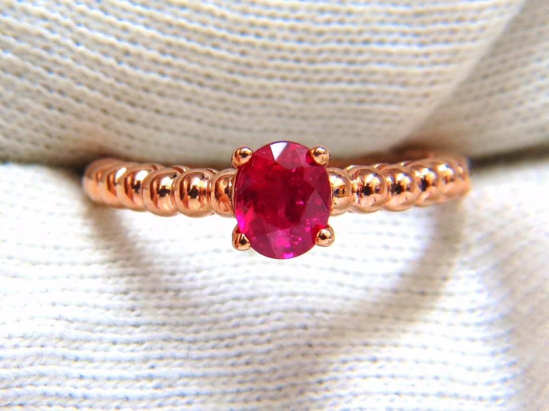 .82ct natural vivid bright ruby solitaire ring & band 14kt** - 6