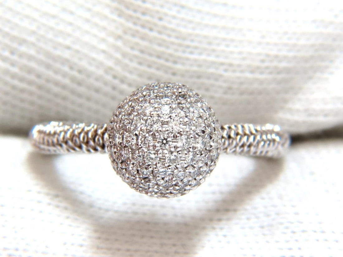 .76ct diamonds bead set ball ring 18kt + coil wire wrapped shank g/vs+ - 2
