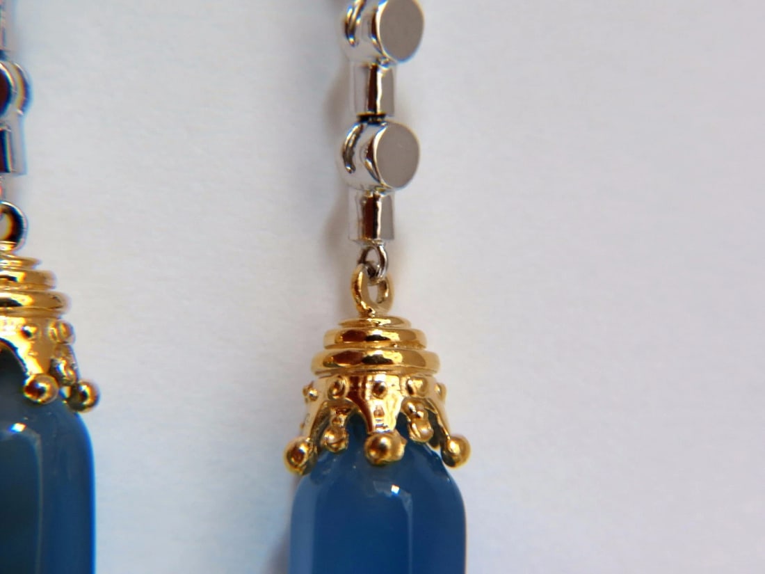 Natural Chalcedony Dangle earrings 14kt** - 2