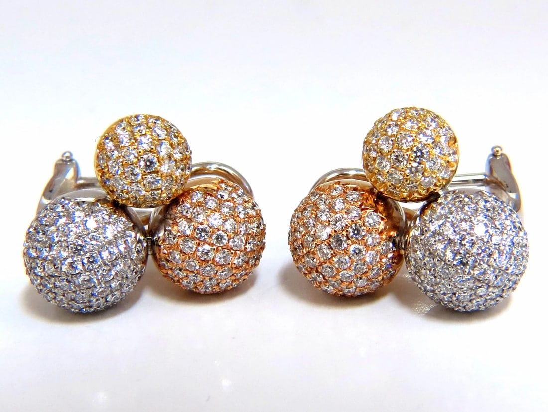 3.70ct Ball Cluster Bead Set diamonds Clip Earrings 18kt**: Title: 3.70ct Ball Cluster Bead Set diamonds Clip Earrings 18kt** Description: MAGNIFICENT JEWELS Bead set / Raised Domed / Circular clip earrings 3.70ct. Full cut Rounds, brilliant natural diamonds