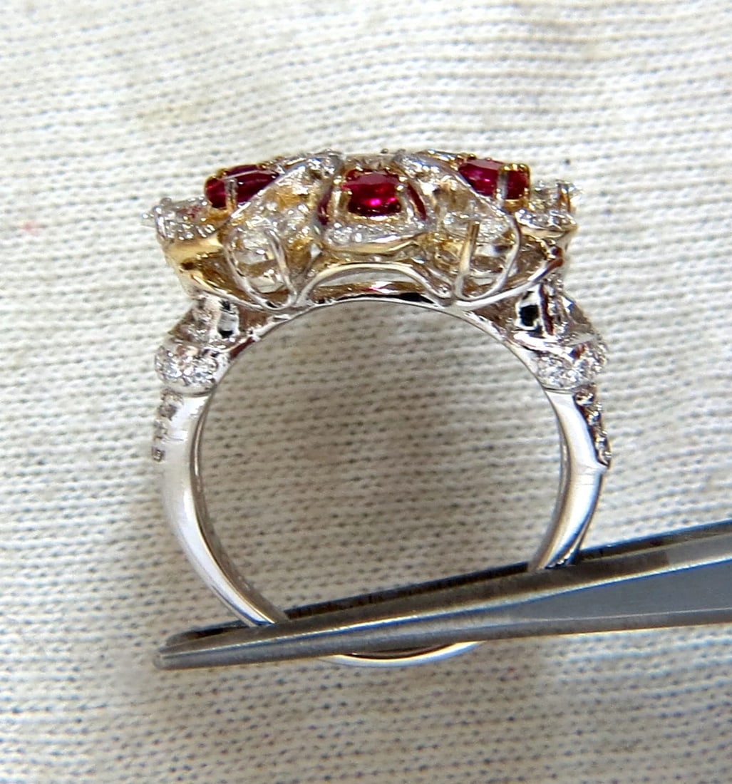 18kt Natural Fancy color Diamond Ruby Cocktail Cluster ring - 5