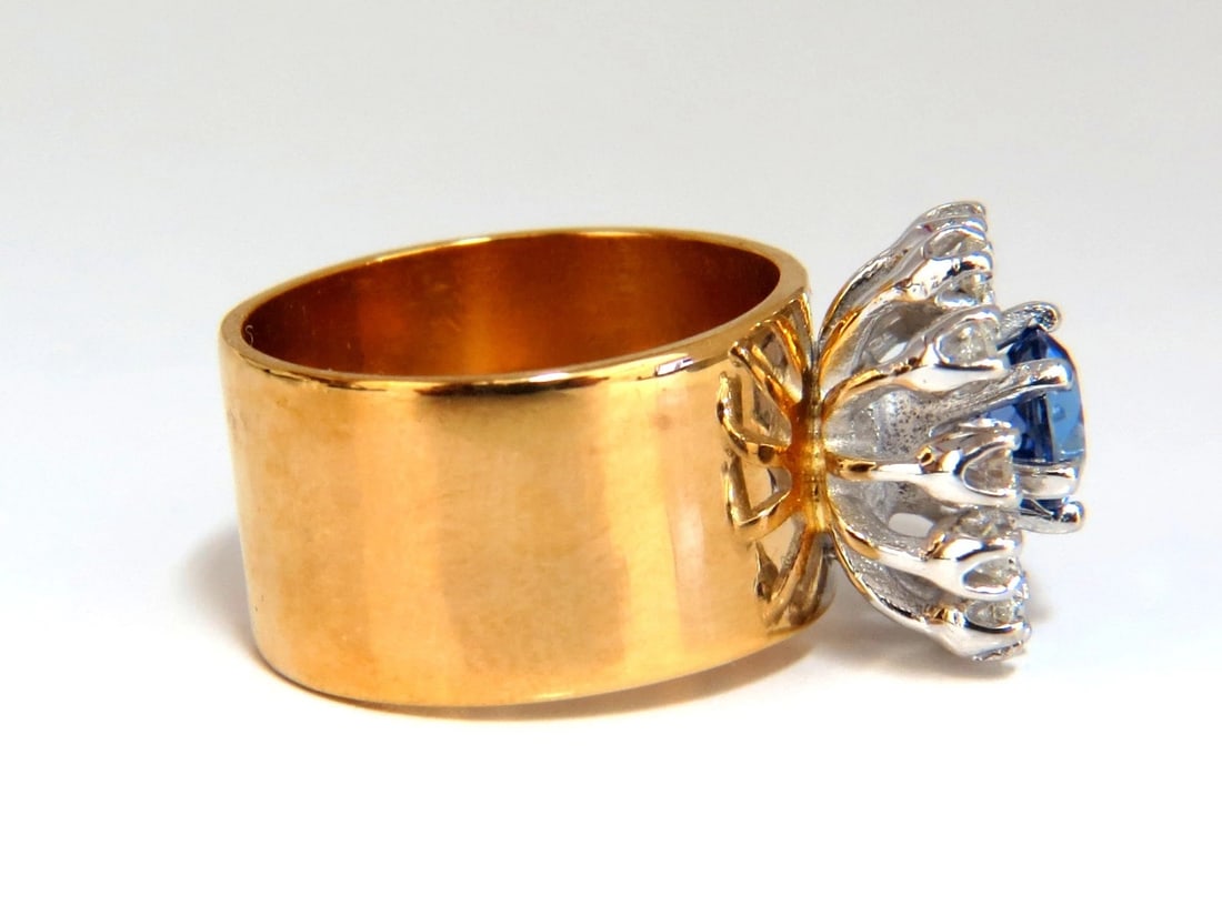 1.46ct natural round tanzanite diamonds ring 14kt cluster halo - 3