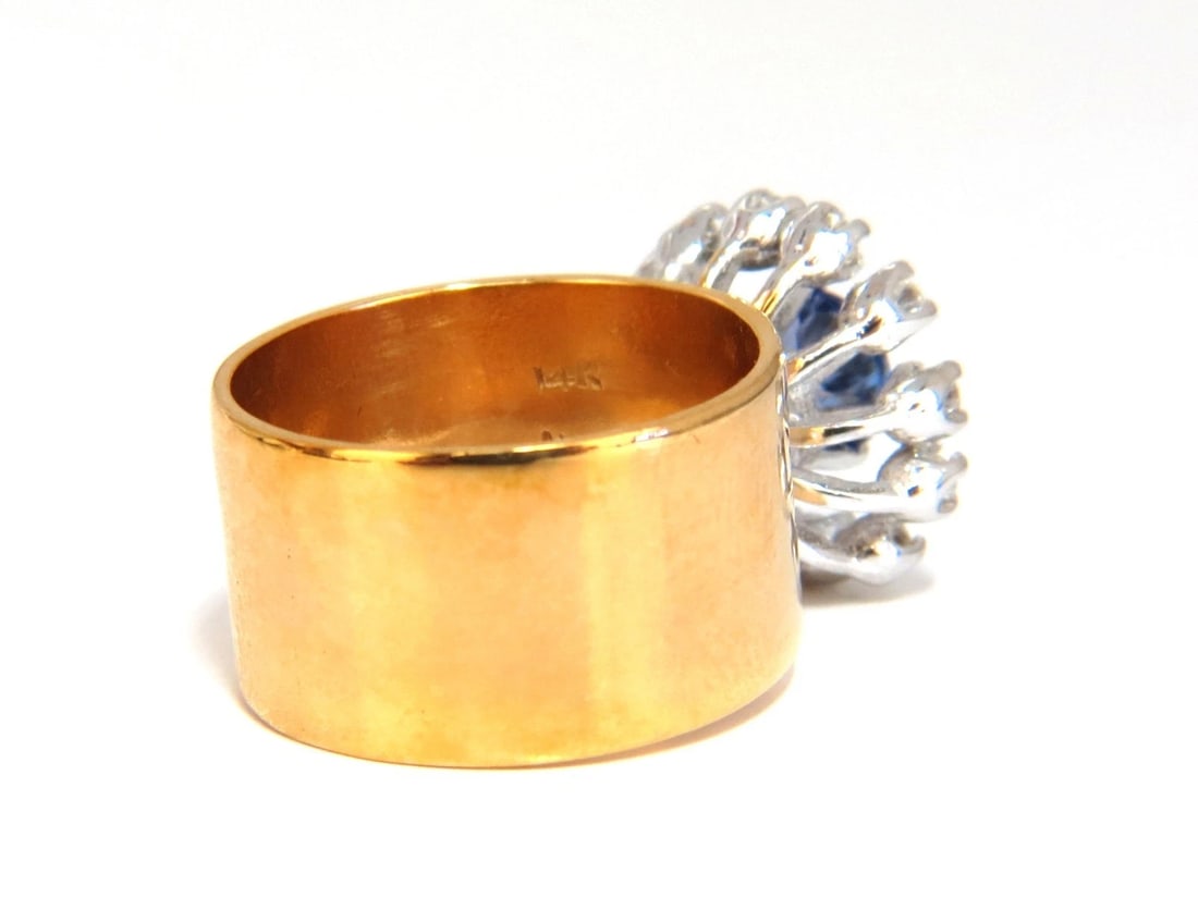 1.46ct natural round tanzanite diamonds ring 14kt cluster halo - 4