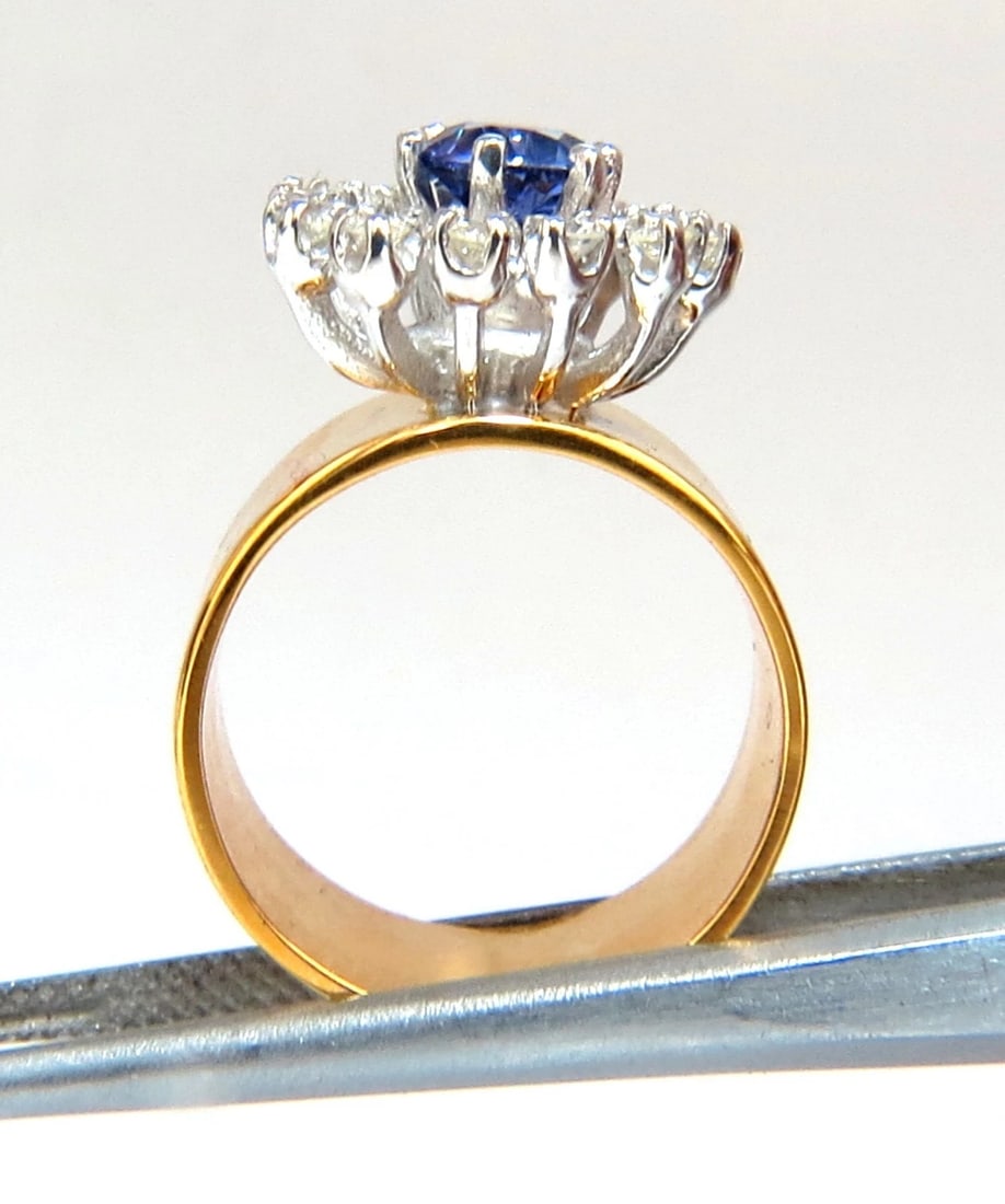 1.46ct natural round tanzanite diamonds ring 14kt cluster halo - 6