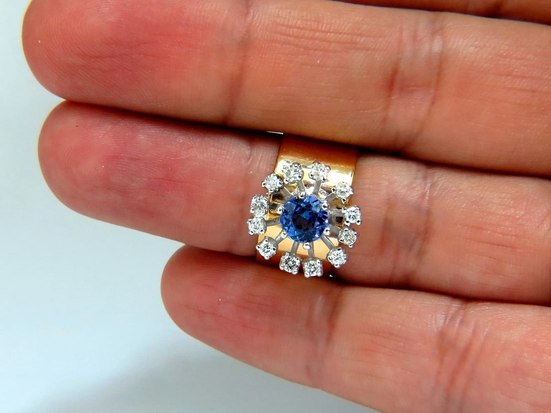 1.46ct natural round tanzanite diamonds ring 14kt cluster halo - 7