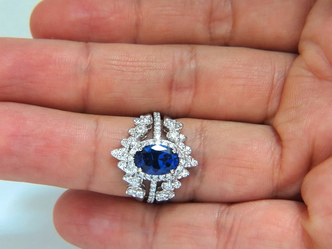 3.07ct Natural Tanzanite Diamond ring + Insert Jacket Ring 14kt gold - 9