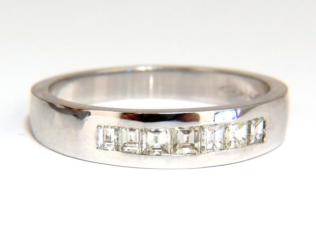 .60ct Natural Princess Diamond Band Ring 14kt channel row**: Title: .60ct Natural Princess Diamond Band Ring 14kt channel row** Description: Princess Durable .60ct. Natural Princess cut brilliant diamond Channel Row ring. Vs-2 clarity H color. 14kt white gold.