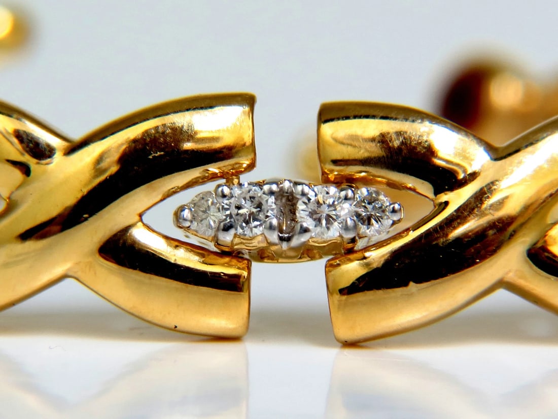 2.50CT NATURAL DIAMONDS RUBY TOGGLE "X" LINK BRACELET 14KT GOLD** - 2