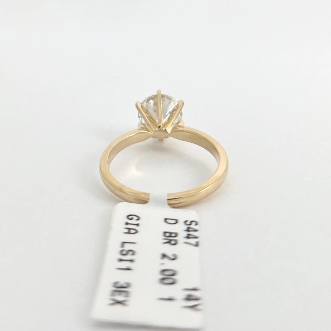 GIA Round Solitaire Diamond 6-Prong Engagement Ring 14K Yellow Gold, 2.00 CT - 10