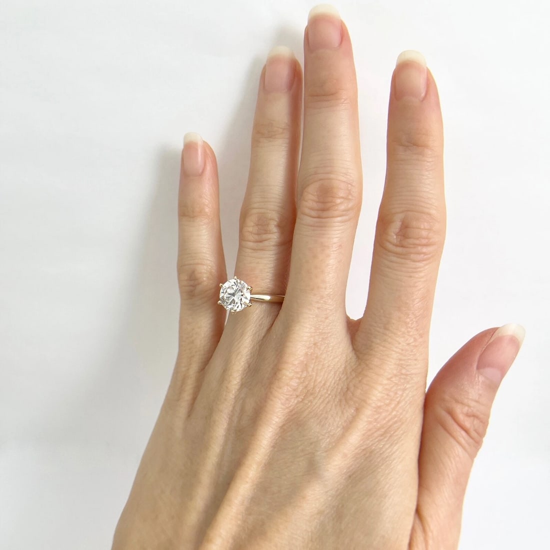 GIA Round Solitaire Diamond 6-Prong Engagement Ring 14K Yellow Gold, 2.00 CT - 4