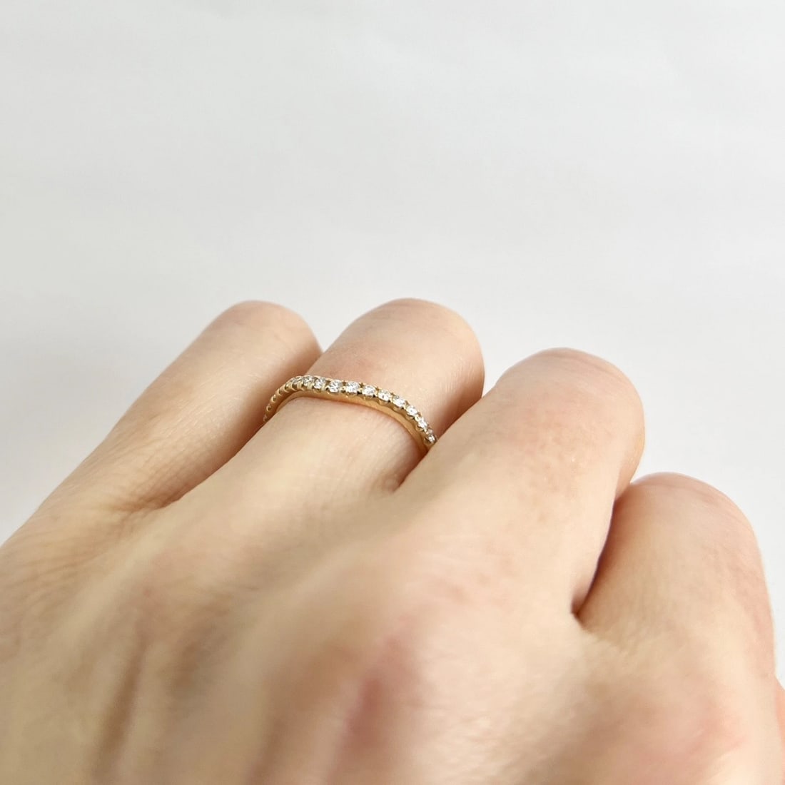 Curved Diamond Wedding Band Ring 14K Yellow Gold, Size 6.5 - 4