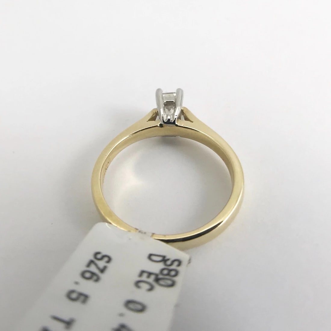 Emerald Cut Solitaire Diamond Engagement Ring 14K Yellow Gold .45 CT, 3.39 Grams - 10