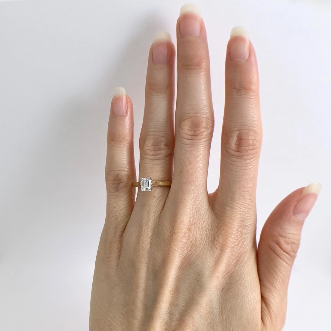 Emerald Cut Solitaire Diamond Engagement Ring 14K Yellow Gold .45 CT, 3.39 Grams - 3