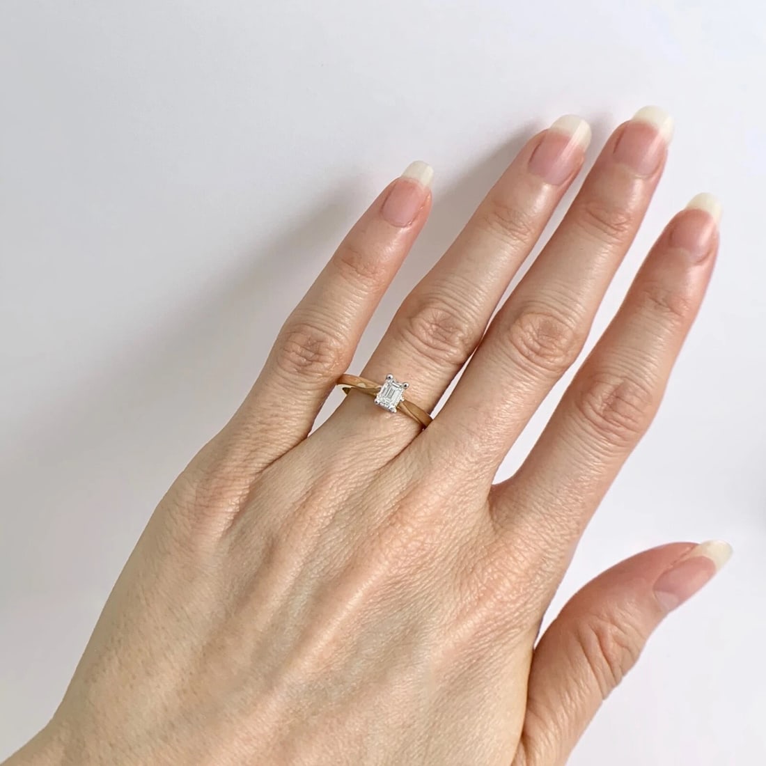 Emerald Cut Solitaire Diamond Engagement Ring 14K Yellow Gold .45 CT, 3.39 Grams - 4