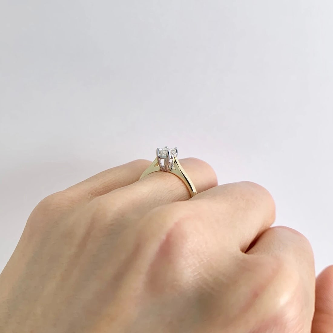 Emerald Cut Solitaire Diamond Engagement Ring 14K Yellow Gold .45 CT, 3.39 Grams - 7