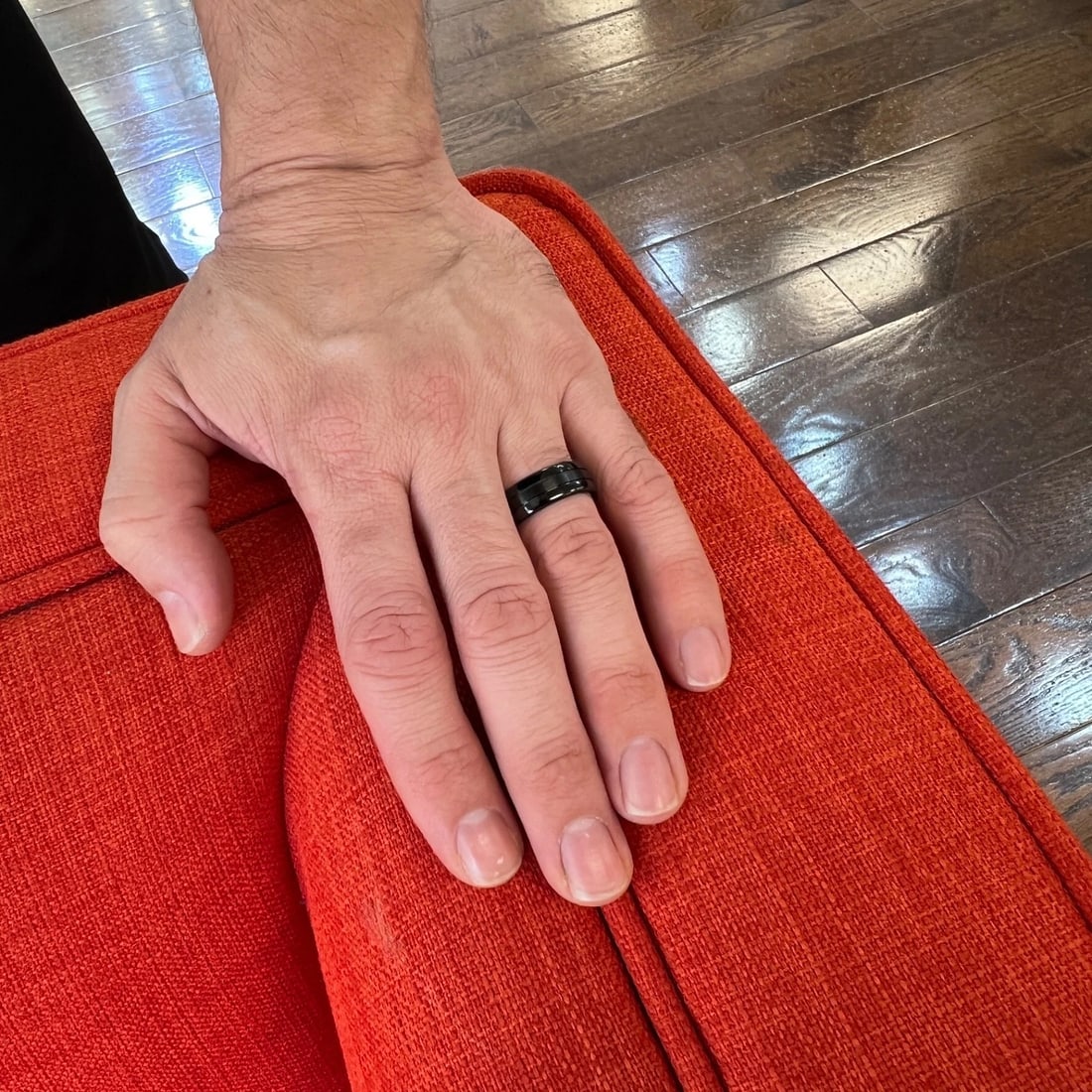 Men's Black Grooved Wedding Band Ring Tungsten Carbide, Size 10, 8 mm - 4