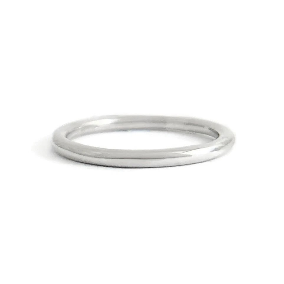 Thin Plain Classic Rounded Wedding Band Ring 14K White Gold, Size 6, 1.7 mm (1 of 5)