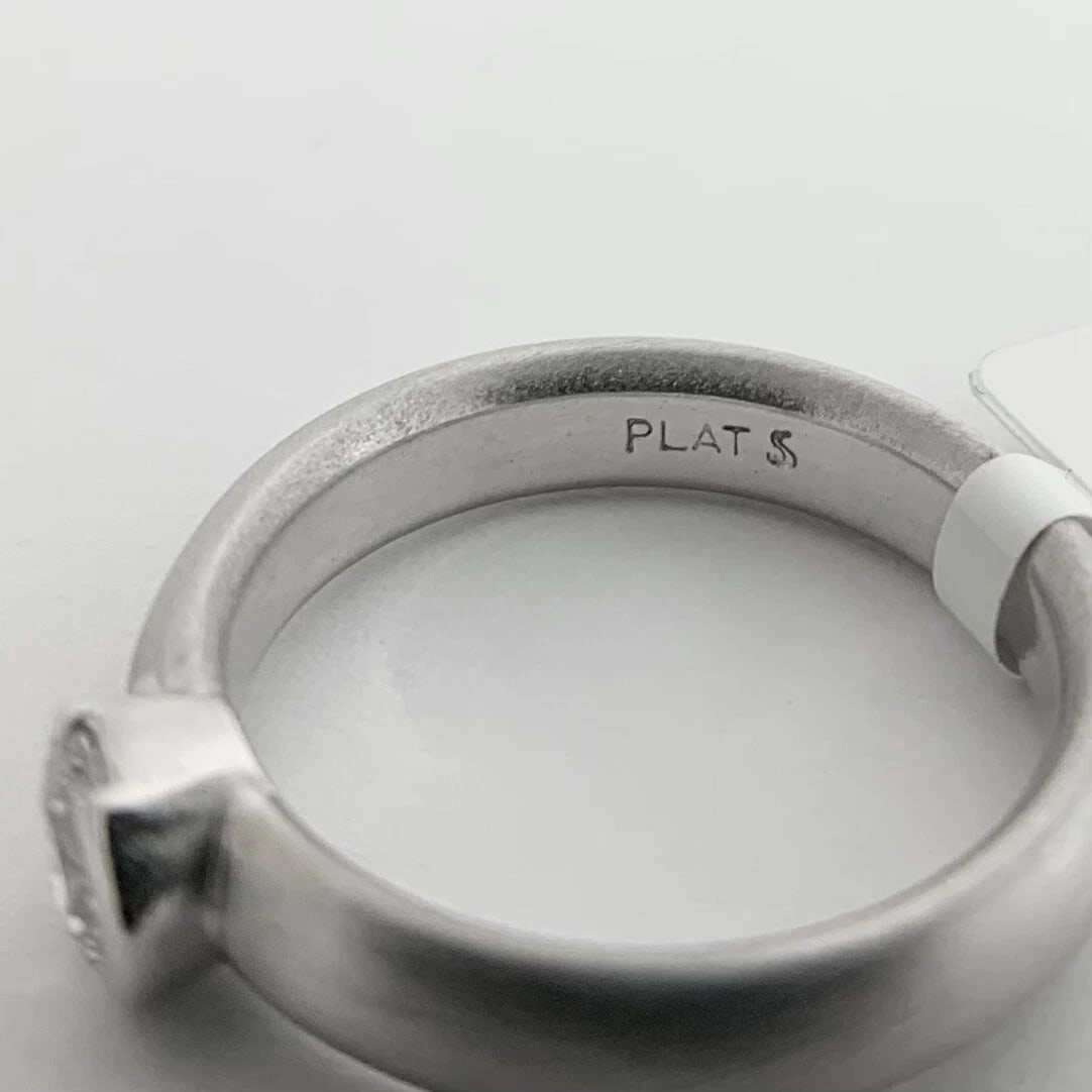 Round Wide Bezel Solitaire Diamond Engagement Ring Satin Platinum .40 CT - 10