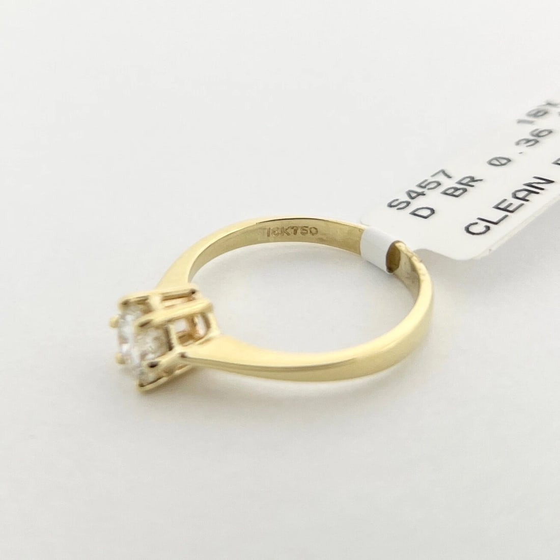 Round Solitaire Diamond 6-Prong Engagement Ring 18K Yellow Gold .36 CT - 9